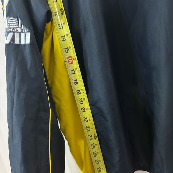 NFL Superbowl XLVIII Windbreaker Pullover 1/4 Zip Navy Yellow Pockets Lined Sz L - Picture 7 of 11